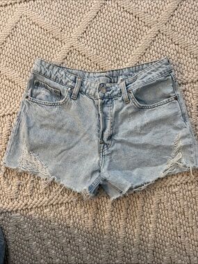 Casual Light Blue Distressed Denim Jean Shorts